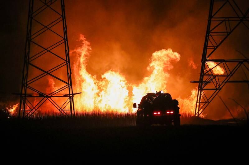 Multiple acres of land were burned in a brush fire Tuesday, March 4, 2025 near McHenry.
