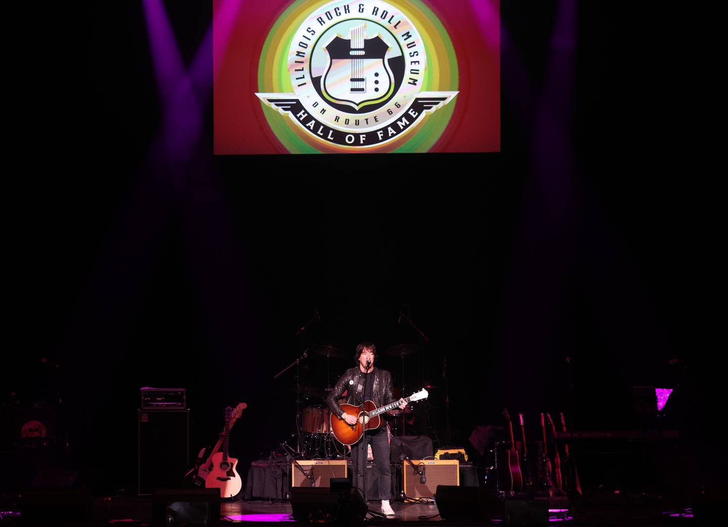 Tom Higgenson, lead singer of The Plain White T’s and Villa Park native, performs at the 3rd Annual Illinois Rock & Roll Museum Hall of Fame Induction Ceremony on Sunday, Sept. 17, in Joliet.