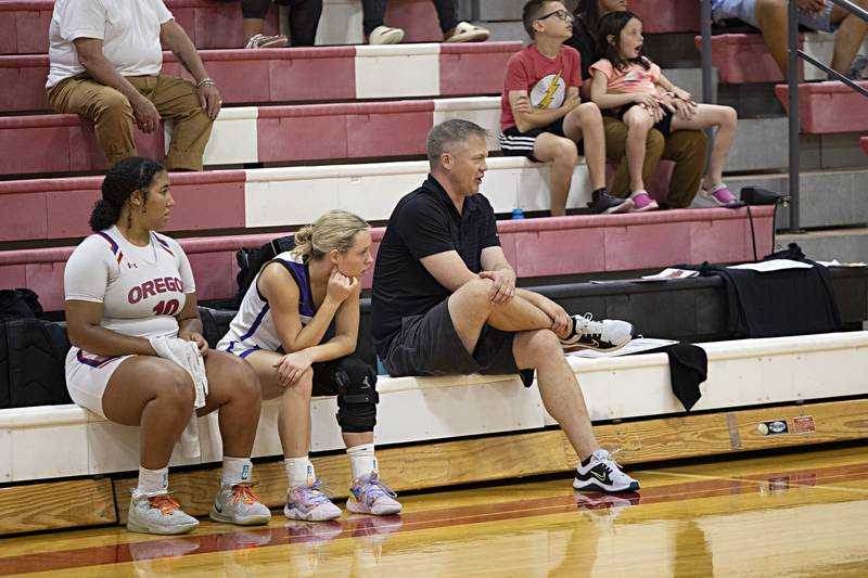 Dixon coach Luke Ravlin leads team Telegraph Thursday, June 15, 2023 during the Sauk Valley Media All-Star Basketball Classic at Sauk Valley College.