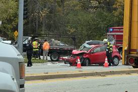 Car, landscaping truck collide in Crystal Lake