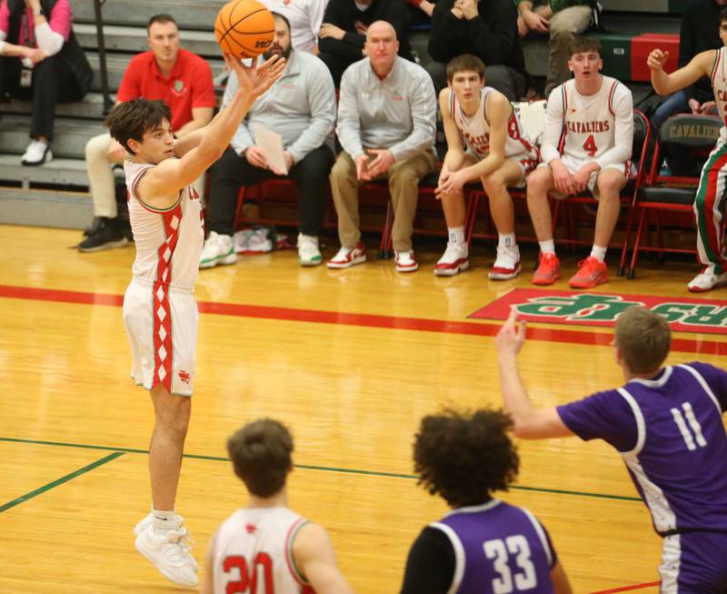 L-P's Erick Sotelo shoots a wide-open jump shot against Rochelle on Friday, Feb. 13, 2026 in Sellett Gymnasium at L-P High School.