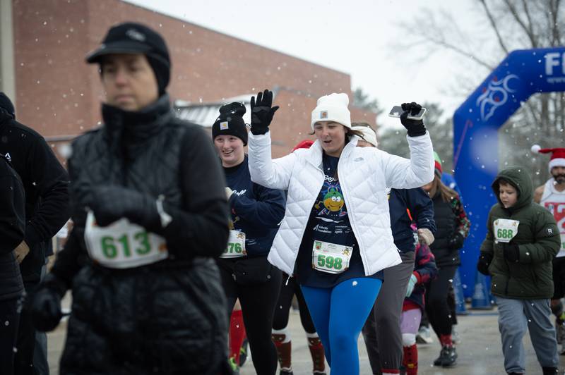 Runners in the 35th annual Jingle Bell Run start the race at Kankakee Community College on Sunday, December 7, 2025.