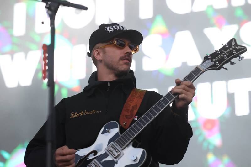 Portugal. The Man lead singer John Gourley performs on the Rise stage on day one of Riot Fest. Friday, Sept. 17, 2022, in Chicago.