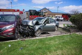 Vehicle leaves Route 14, damages about half a dozen vehicles in Woodstock Culver’s parking lot