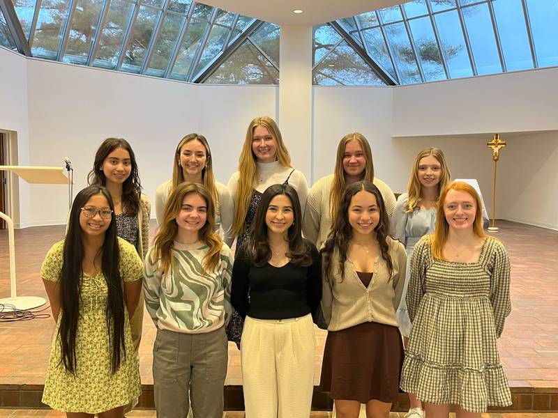 St. Bede Academy announced the class of 2023’s top 10 students. Pictured are (front row, from left) Zoe Roebuck, Gianna Grivetti, Isabella Villalobos, Kristal De La Torre, Macy Zeglis, (back row, from left) Lilylu RauhFernandez, Anna Lopez, Madelyn Torrance, Kylie Cofoid and Ava Stone.