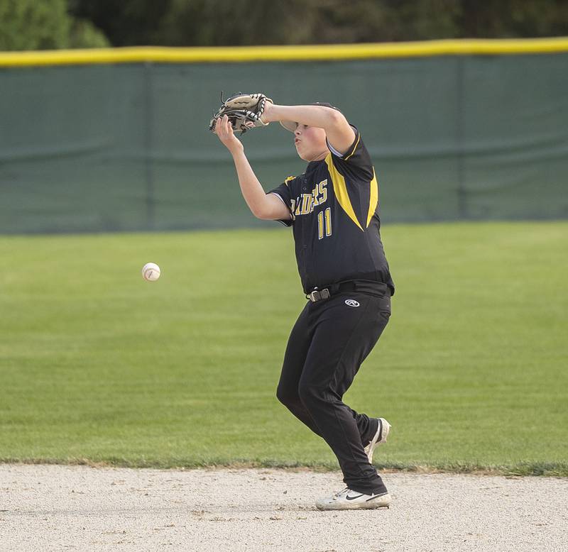 AFC’s Nolan Reuff drops a pop up against Morrison Wednesday, May 17, 2023.