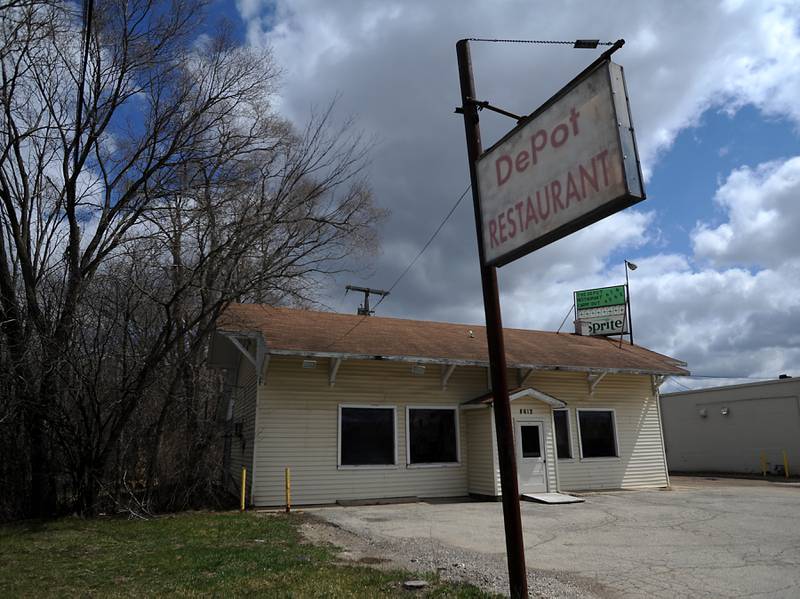 The old Solon Mills Train Depot, pictured Wednesday, April 20, 2022, at 8612 U.S. Route 12 in Richmond, is looking for a new home. The depot dates back to the early 20th century, but for more than 50 years, the depot housed a restaurant that recently closed.