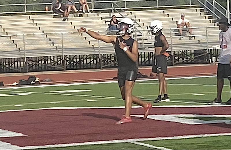 Plainfield North quarterback Justice Byrd fires a pass at a recent 7 on 7 competition at Morris.