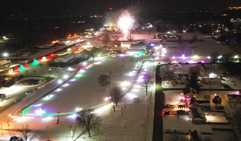 Fireworks were launched during the Christmas Fireworks Spectacular on Saturday, Dec. 6, 2025 at the Bureau County Fair in Princeton. The Home for the Holiday Light Show is now open. The show is a family drive-thru experience featuring light displays and a few special guests to greet you. The show is open Friday's and Saturday's generally runs from 5:00p.m. to 9:00p.m. and on Sunday's 5p.m.-8p.m. through Christmas Day.