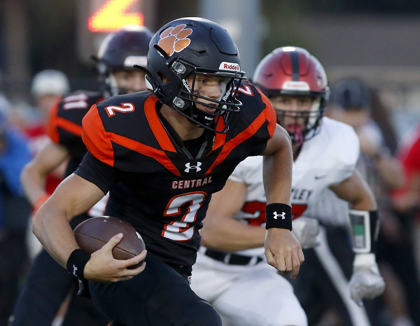 Crystal Lake Central's Jason Penza, runs with the ball during a Fox Valley Conference football game Friday, Aug. 26, 2022, between Crystal Lake Central and Huntley at Crystal Lake Central High School.