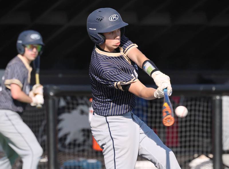 Hiawatha's Bentley Payne drives the ball during their game against South Beloit Thursday, April 16, 2026, at Northern Illinois University in DeKalb.