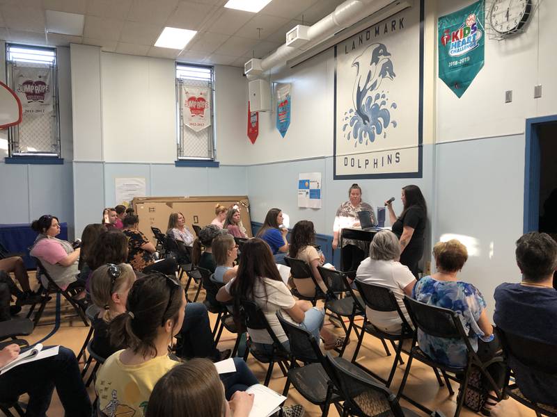 The Landmark Community Organization, the McHenry District 15 school's parent-teacher group, met on Monday, April 15, 2024, to discuss upcoming public hearings regarding the school's possible closure.