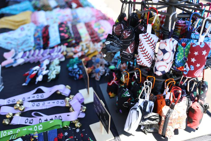 Waggin’ Boutique & Bakery features doggie bags, collars and scarfs. It was one of many vendors appearing Saturday in downtown Joliet for Paws on 66 Pet Rescue Day.
