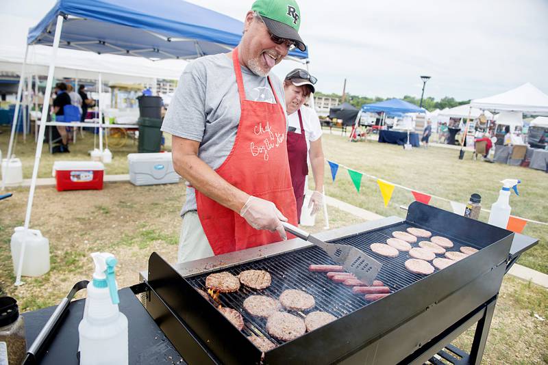 Steve Mortonson has been manning the grill at Rock Falls’ Summer Splash event for 20 years now.