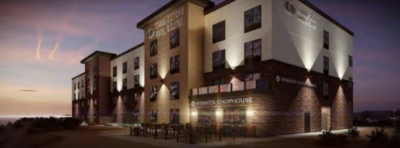 A rendering of a proposed Cobblestone Hotel in Downtown Woodstock.