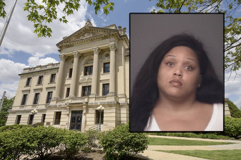 Paa’Shion T. Mhoon, 33, of the 1500 block of Farmstead Lane, DeKalb, is charged with the over $1 million, misappropriation of financial institution property over $1 million, both class X felonies, continuing financial crimes enterprise and three counts of forgery, according to DeKalb County court records. Prosecutors allege the fraud scheme began in 2017. (Inset photo provided by DeKalb Police Department)