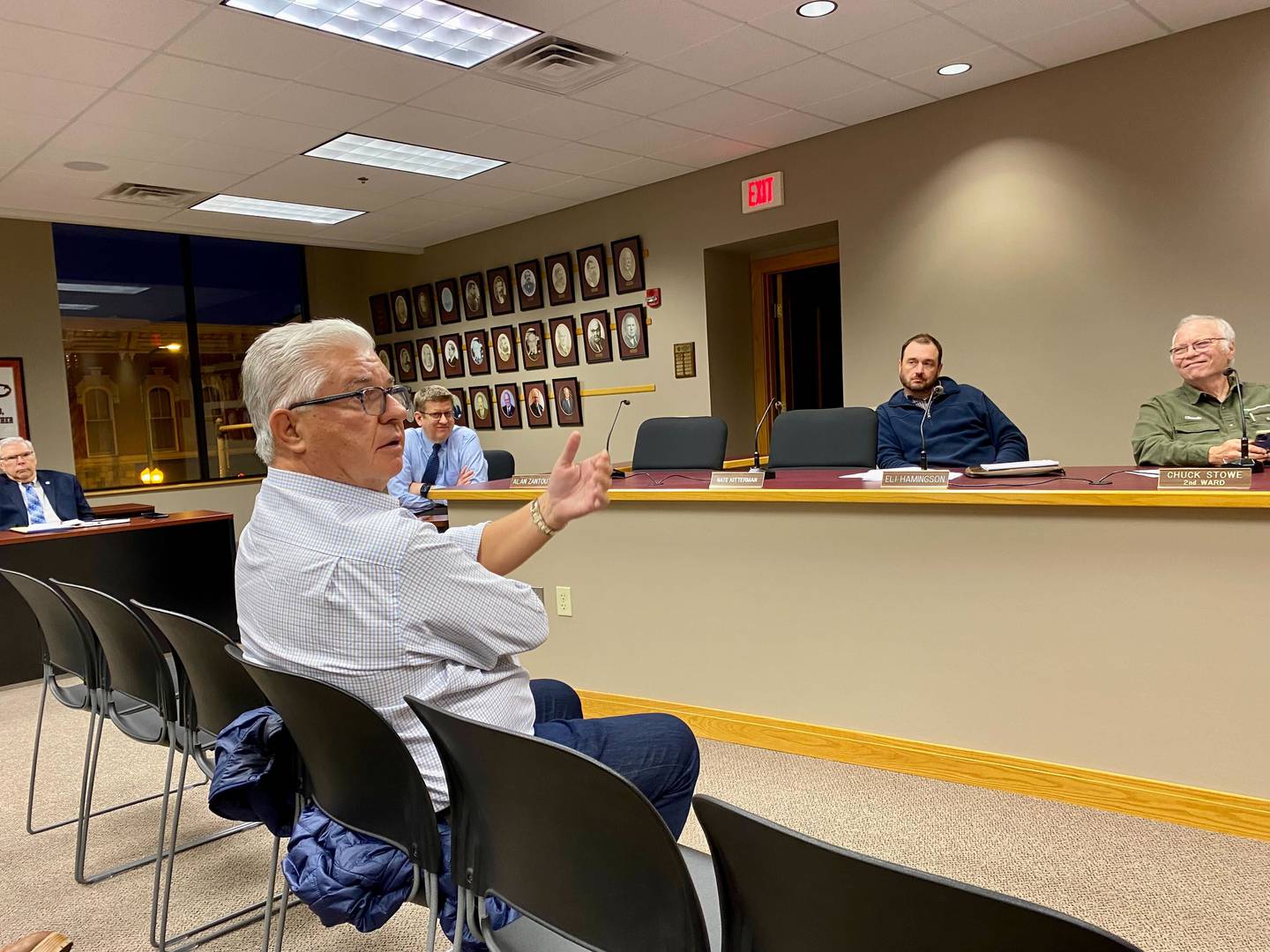 John Pappas, of Pappas Development, speaks to Sycamore's Planning and Zoning Commission Monday, Oct. 9, 2023 at Sycamore City Center, 308 W. State St., Sycamore. He presented a plan with Primm Prairie Commercial Development to build a three-building, 66-unit luxury apartment complex on Primm Drive on the city’s north side.