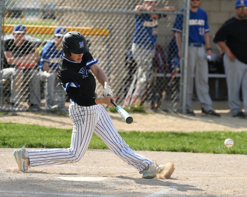 Newark's Weston Friestad (24) makes contact with the ball during the game on Tuesday May 13, 2025, while traveling to take on Somonauk High School.