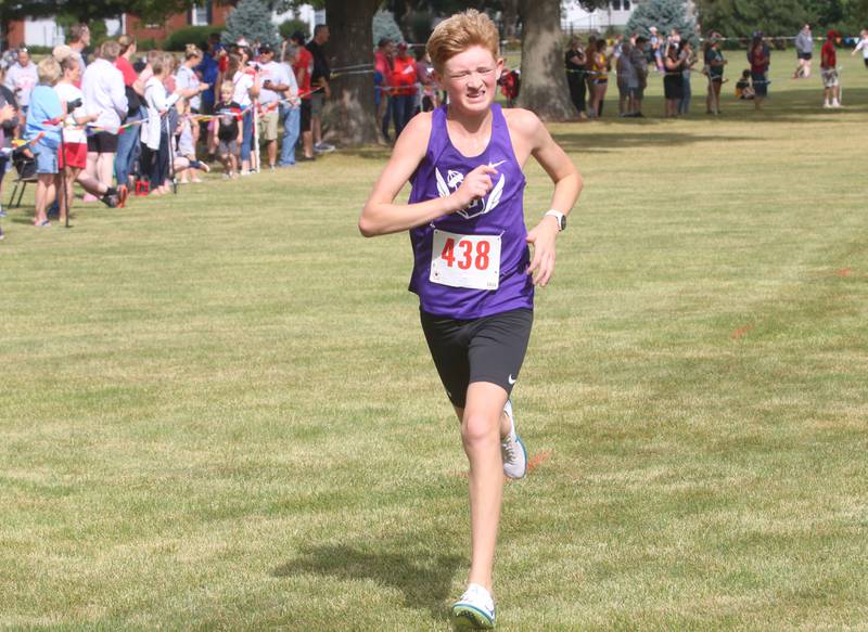 Dixon's Brody Hopper runs during the Gary Coates Invitational cross country meet on Saturday, Sept. 13, 2025 at Zearing Park in Princeton .