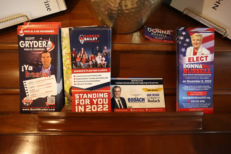 Diane Harris, candidate for State Senate, hosted a GOP event at her store Its Amazing in Joliet on Monday.