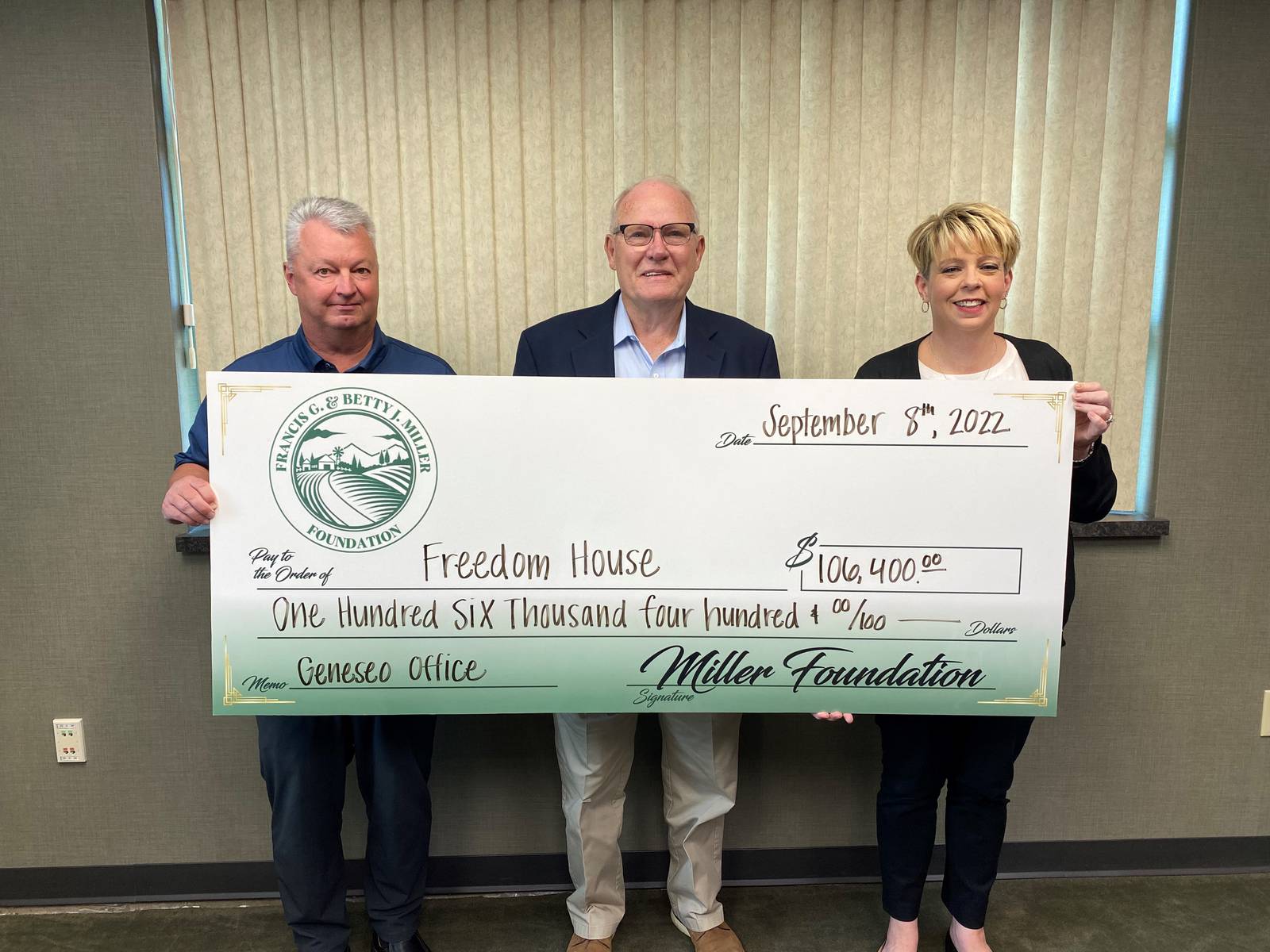 Freedom House receives 206,400 in gifts for a counseling and advocacy