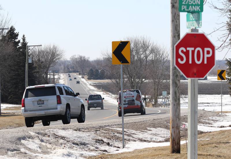 Shaw Local 2020 file photo – Vehicles drive down Plank Road between Lindgren and Moose Range Roads in Sycamore.