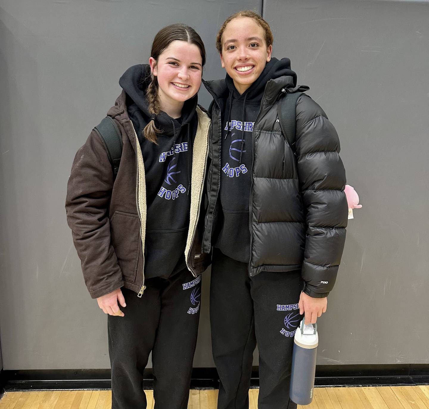 Veronica Dumoulin (17 points, 5 rebounds, 2 assists) and Mikala Amegasse (17 points, 5 rebounds) led Hampshire during the team's game against Burlington Central on Monday.