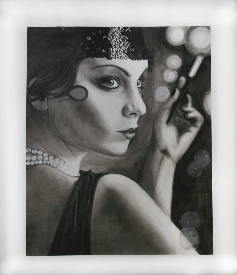 Artist Kelley Cappell features a subject from yesteryear in her breathtaking piece entitled "Flapper".