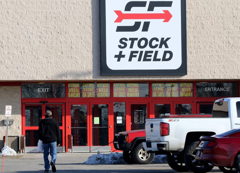 A man walks into Stock + Field on Tuesday, Jan. 12, 2021 in McHenry.  The store has announced it is going out of business.