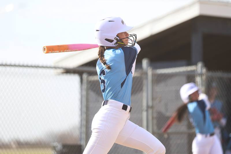 Plainfield South’s Emily Stephens connects against Lincoln-Way West on Tuesday, March 24, 2026 in Plainfield.