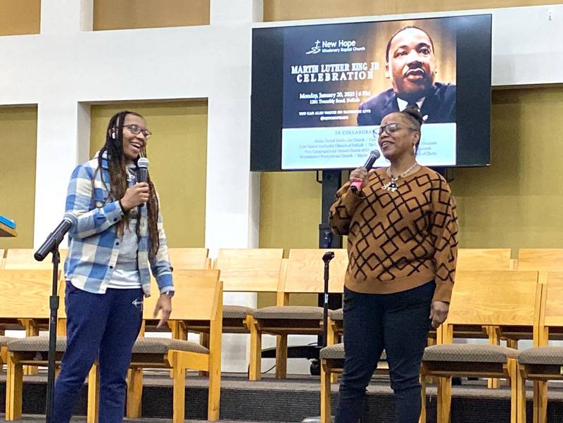 (From left): Ashley Sneed and Falin Beck perform "Walk With Me, Lord," at the annual Martin Luther King, Jr. Celebration event held on Monday, Jan. 20, 2025, at New Hope Missionary Baptist Church, 1201 Twombly Road, DeKalb.