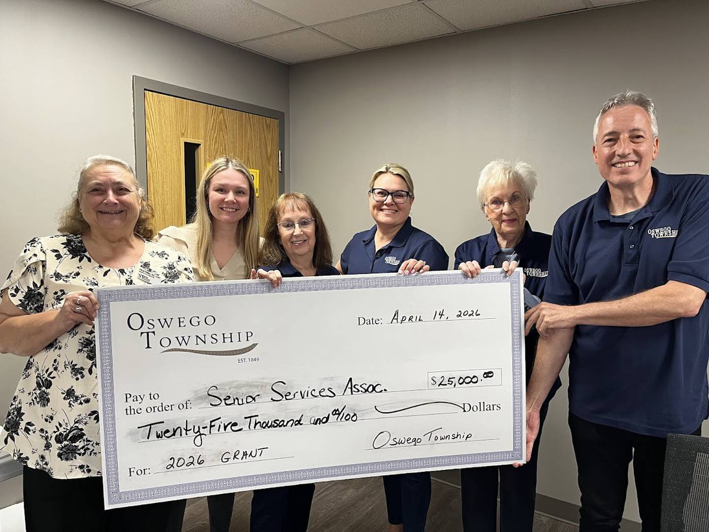 Senior Services Associates receives a $25,000 grant from Oswego Township, strengthening local efforts to provide resources and support for area seniors.