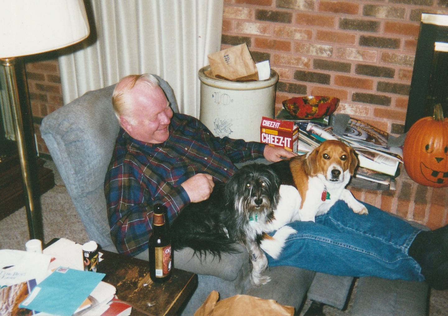 Jerry Taylor of Plainfield had a tender heart for animals. He is pictured with Buster (brown and white beagle) and Pooper.