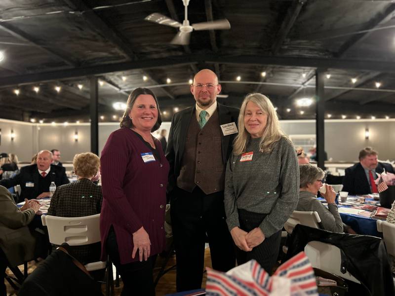 Bureau County Board members Connie Stetson, R-Neponset, and Sandy Hoos, R-Seatonville, stand with County Board candidate August Block for District 17.