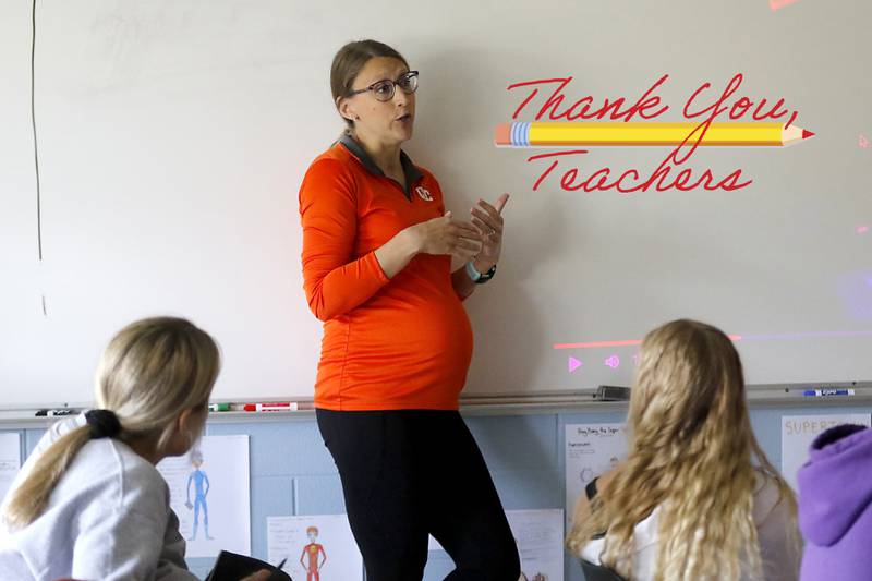 Sarah Long, teaches a psychology class on Friday, April 28, 2023, at Crystal Lake Central High School.