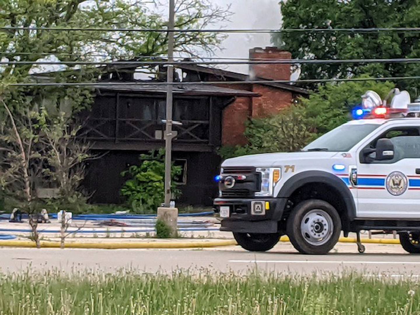 First responders are on the scene of a structure fire at the former Pheasant Run on Saturday in St. Charles.