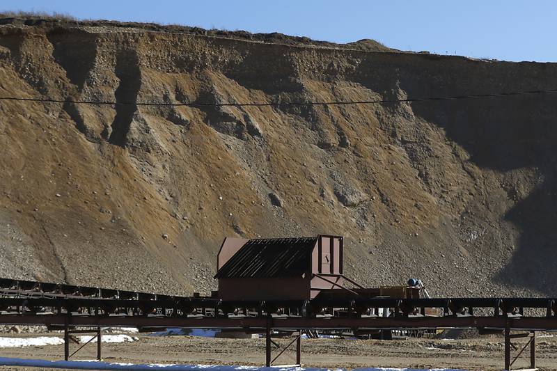The mining face on Friday, Feb. 10, 2023, at Thelen Sand and Gravel, 28955 W. Route 173 in Fox Lake.