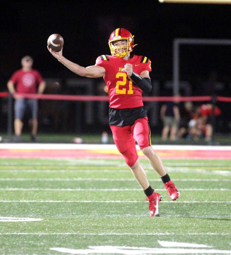 Batavia quarterback Ryan Boe throws the ball during the season-opener against Phillips in Batavia on Friday, Aug. 25, 2023.