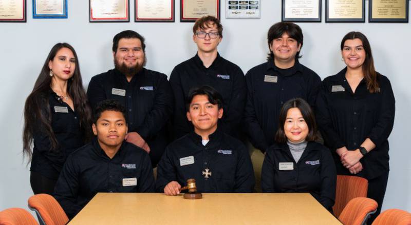 Pictured front row, left to right, George Alba, Angel Camarillo-Tolentino, and Zhenhuan Lei; back row, left to right, Maria Jurado, Albino Rosales, Riff Talsma, Christoppher Salgado. Not pictured: Juan Chiu.