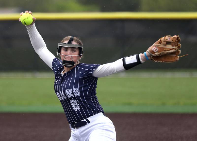 Cary-Grove's Paityn Ahlquist throws a pitch during a Fox Valley Conference softball game against McHenry on Thursday, April 30, 2026, at McHenry High School.