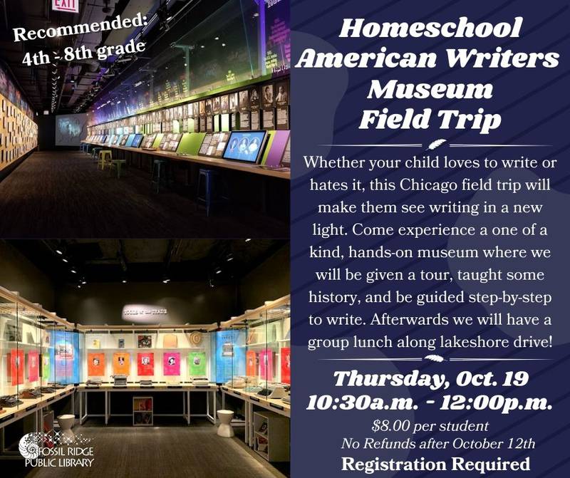The flyer for the field trip to the American Writers Museum.