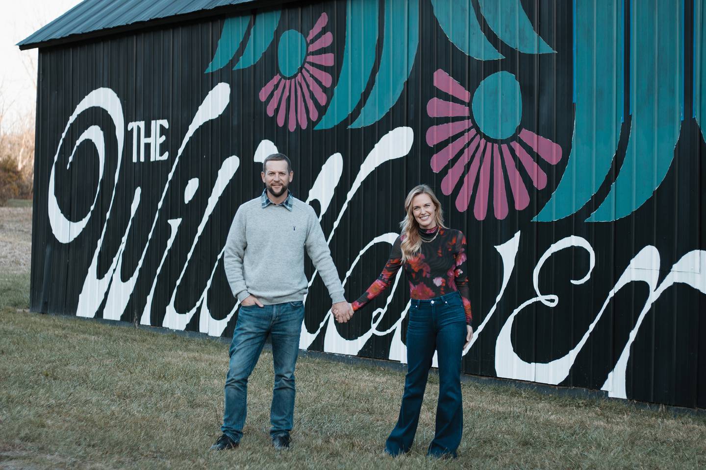 Tyler (left) and Sarah McCombs operate The Wildflower, a boutique retreat near Princeton where guests can rent A-frame cabins for a getaway.