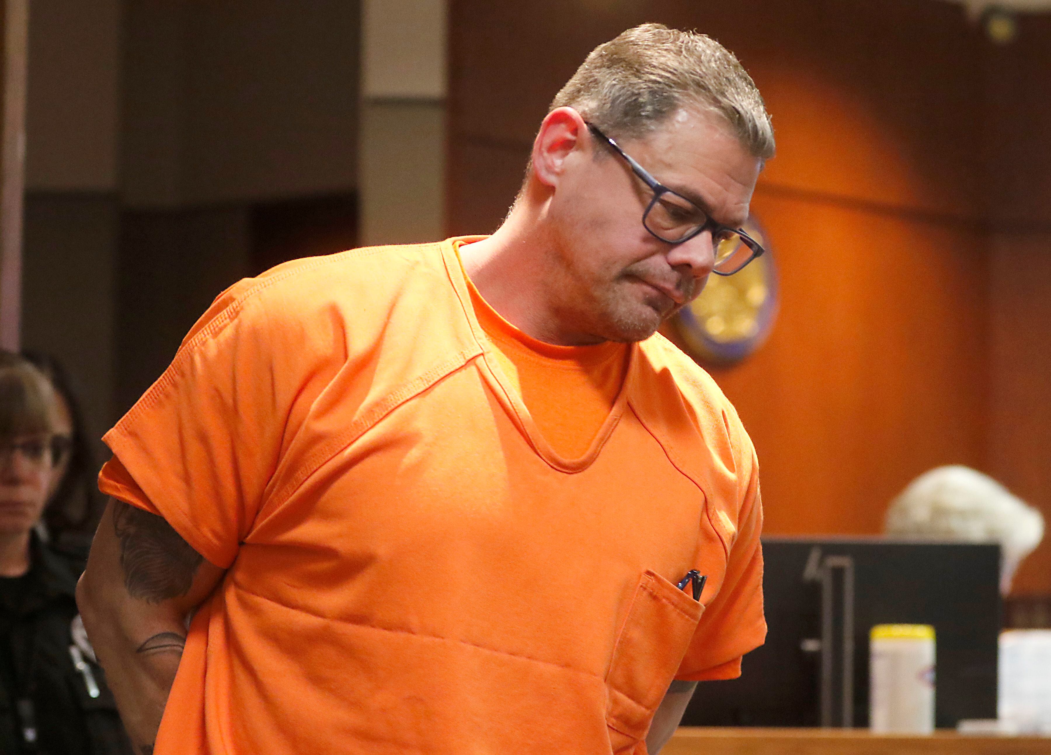 Charles Gozzola walks into the courtroom on Monday, May 6, 2024, to receive McHenry County Judge Mark Gerhardt’sverdict in Gozzola’s bench trial. Gozzola was acquitted in all charges stemming from an incident in Crystal Lake in January.
