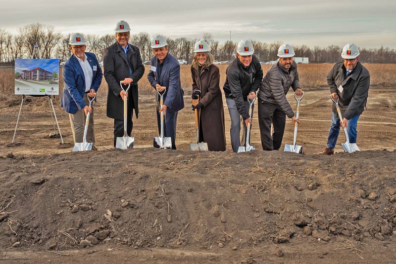 Silver Cross Hospital in New Lenox and Premier Suburban Medical Group broke ground on a 42,000-sq.ft. medical building in Orland Park on Monday. Pictured from left are David Martin, executive vice President of development, Remedy Medical Partners; Dr. Yogesh Tejpal, PSMG; Dr. Refat Baridi, PSMG; Ruth Colby, president and chief executive officer of Silver Cross Hospital; Orland Park Mayor Keith Pekau; and Giancarlo Pacini, senior vice president of Leopardo Companies.