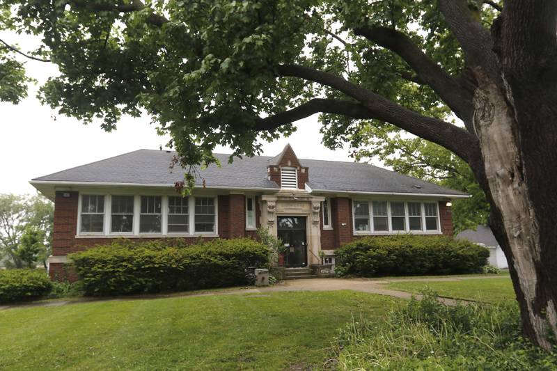 The former Ridgefield schoolhouse at 8617 Ridgefield Road, near Crystal Lake, on Wednesday, May 21, 2025. Brent Hollenberg plans to turn the schoolhouse into a six-unit Airbnb. The building was last the home of the McHenry County Jewish Congregation.