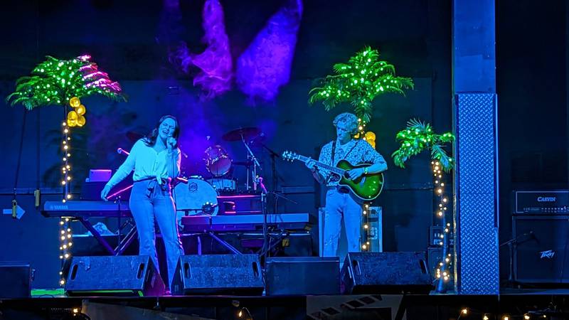 Sarah Gregurich (left) and Mitchell Elzinga perform on Sunday, April 30, 2023 at The Forge in Joliet. They are part of The 815, a nonprofit that gives youth the opportunity to showcase their musical talents on a professional stage.