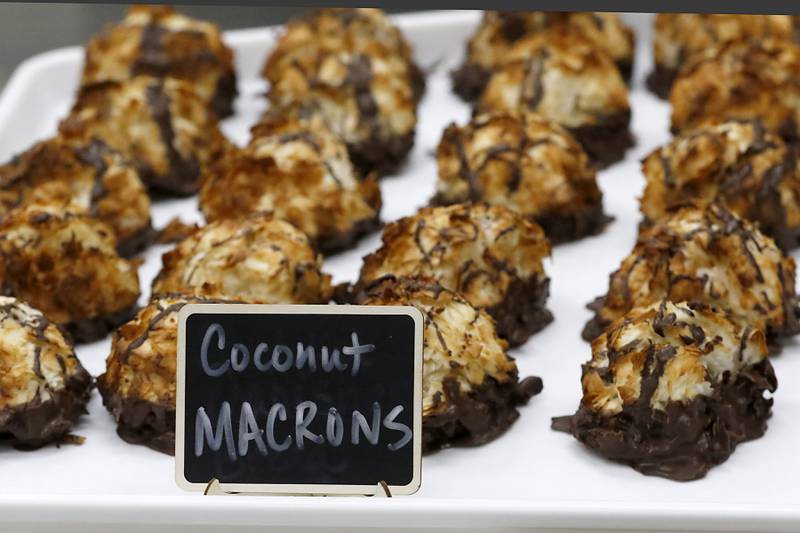 Coconut macrons for sale on Friday, June 27, 2025, at the recently opened Black Market Bakery in downtown Crystal Lake.