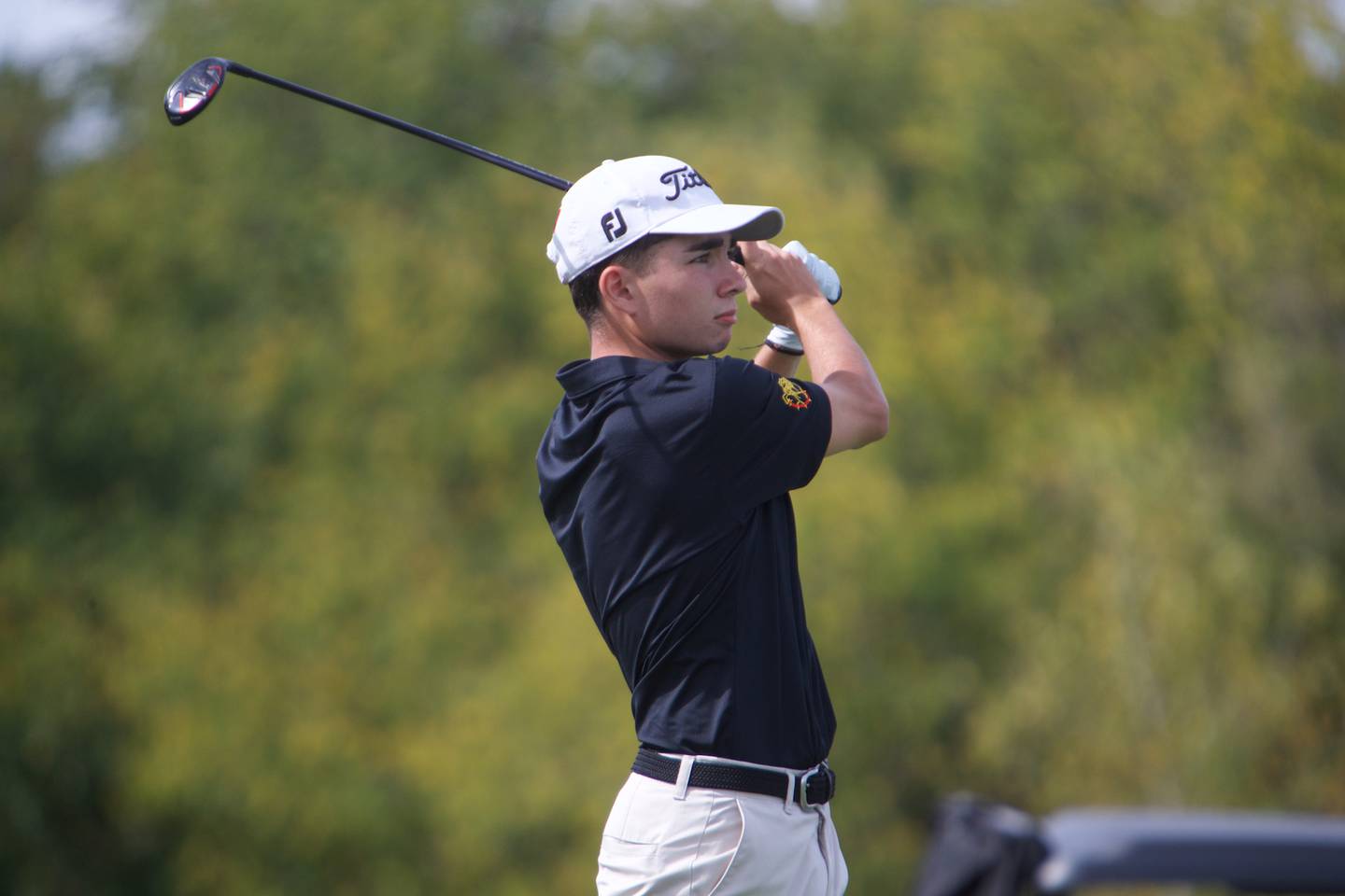 Batavia's Ryan Augustine drives a ball at the Class 3A St. Charles North Regional on Wednesday, Oct. 1, 2025 at Bowes Creek Country Club in Elgin.