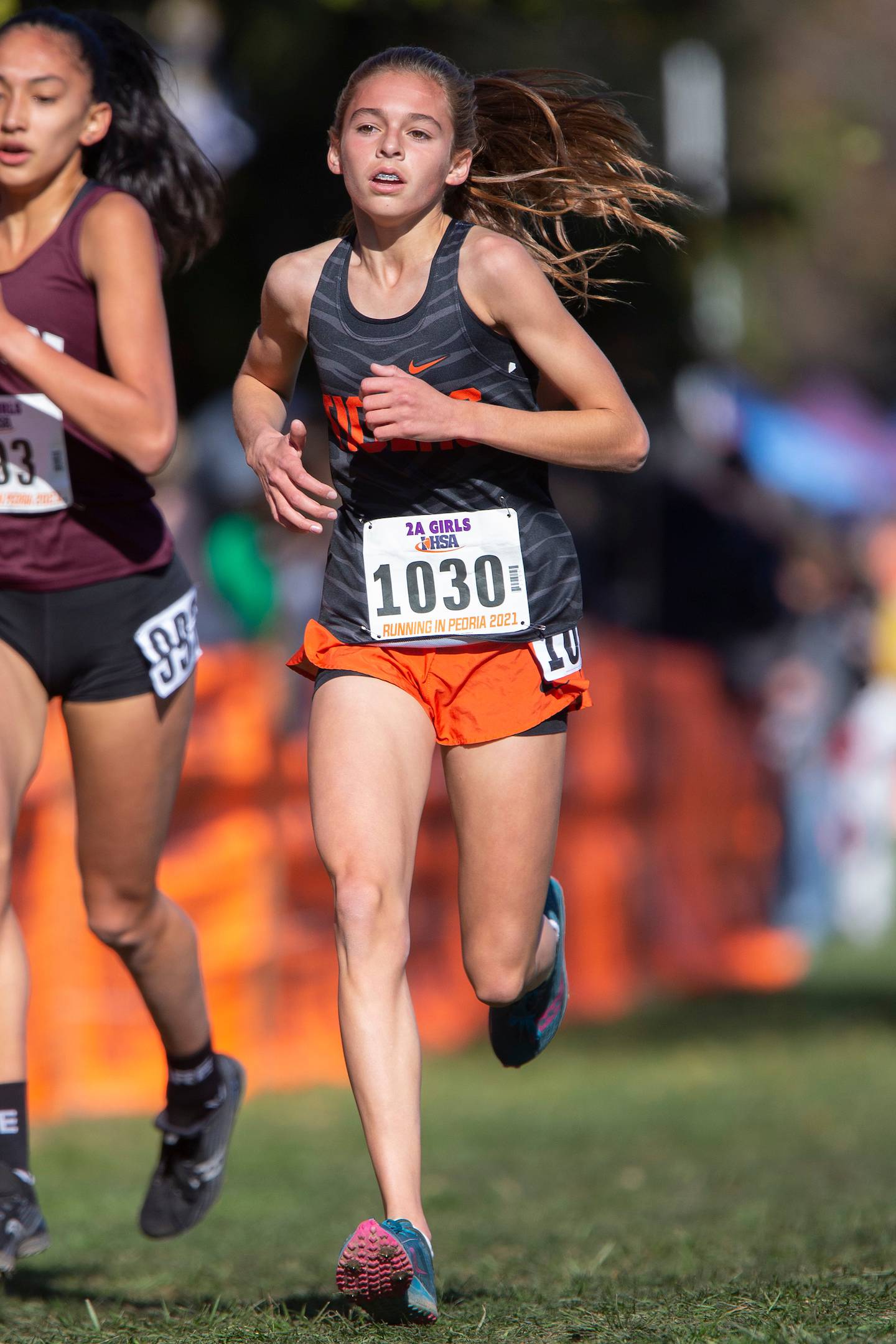 Crystal Lake Central's Hadley Ferrero competes during the Class 2A IHSA Girls Cross Country State Finals.