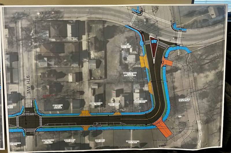 A rendering of Sterling's Second Street road construction project during an open house on April 8, 2025.